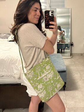 Country Provençal Quilted Crossbody Bag with Adjustable Strap